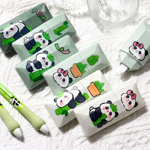 Cute Panda Bamboo Pattern Correction Tape Smooth Gradient Color Large Capacity Correction Tool For Student Stationery Office Supply