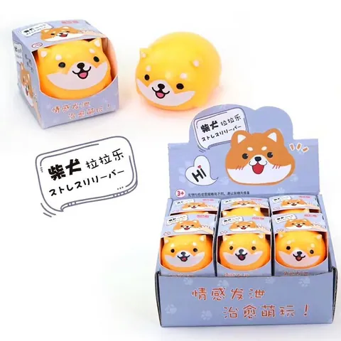 Süßer Shiba Inu Quetschspielzeug Stressabbau Leuchtball TPR Weiche Cartoon Hundefigur Für Kinder Erwachsene Geschenk