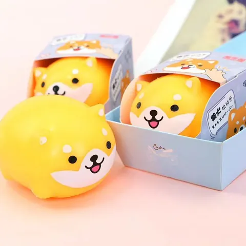 Süßer Shiba Inu Quetschspielzeug Stressabbau Leuchtball TPR Weiche Cartoon Hundefigur Für Kinder Erwachsene Geschenk