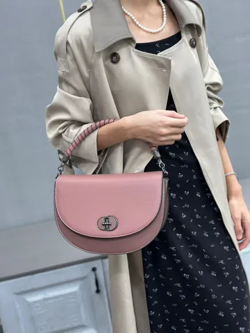 Borsa da Sella Donna a Contrasto di Colore in Pelle PU Borsa a Tracolla Con Chiusura in Metallo e Manico Intrecciato