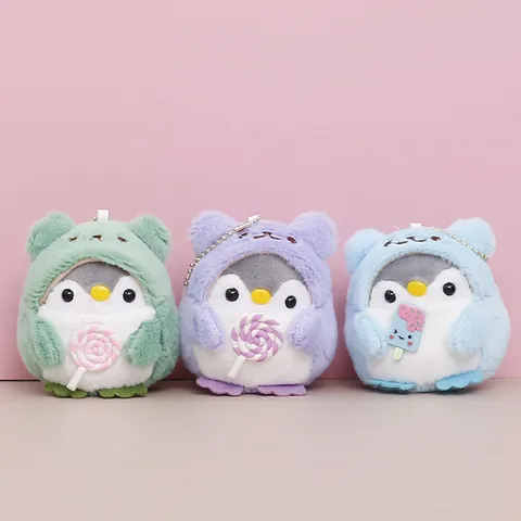 Cute Mini Penguin Plush Toy Keychain Macaron Color Candy Design Soft Animal Doll For Bag Pendant Wedding Party Gift Women Kids