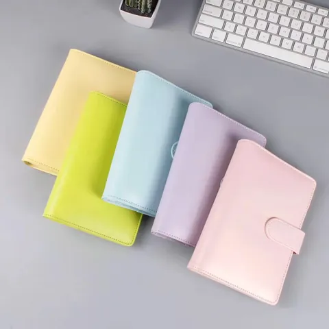 Minimalistisch Macaron PU Leer Losbladig Notitieboek 6 Gaten Magnetische Gesp Planner Budget Bladen Ritszak Studenten Dagboek