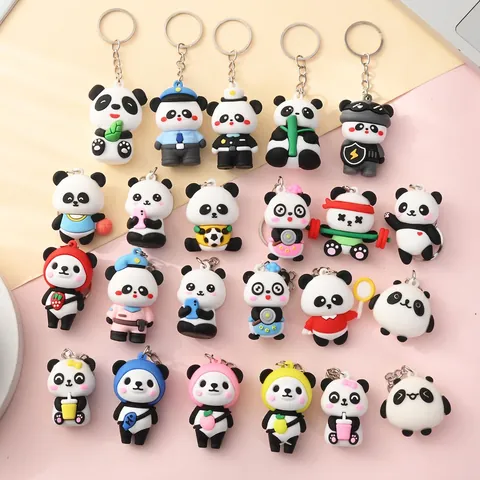 Schattige Cartoon Panda Sleutelhanger PVC Dierenvorm Hanger Sleutelring Voor Rugzak Accessoires Feestartikelen Verjaardagscadeau Vrouwen
