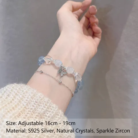 Pulsera de Cuentas de Mariposa de Hada para Mujer Dulce Estilo Ins Lavanda Pulsera de Vidrio Aleación Colgante Strass Joyería Regalo