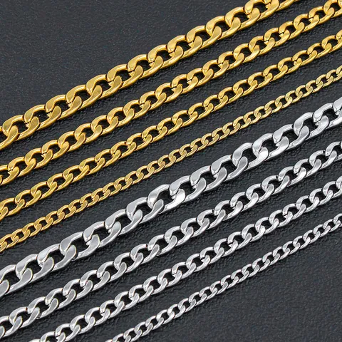 Collana a Catena Curb NK in Acciaio Inossidabile Hip Hop per Uomo Donna Catena a Maglie Color Oro Acciaio Galvanizzato Gioielli