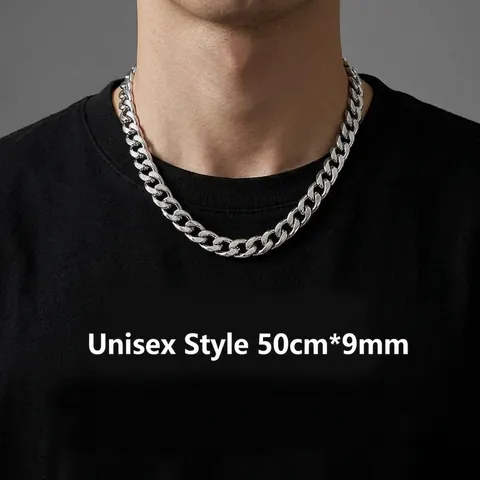 Collana a Catena Curb NK in Acciaio Inossidabile Hip Hop per Uomo Donna Catena a Maglie Color Oro Acciaio Galvanizzato Gioielli