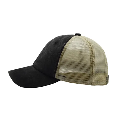 Vintage Washed Cotton Mesh Baseball Cap Distressed Retro Trucker Hat Breathable Solid Color Adjustable Sunshade Cap Men Women Outdoor Accessories
