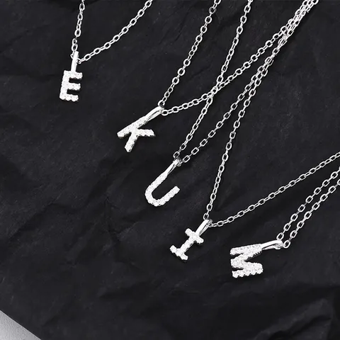 925 Sterling Silver Initial Letter Pendant Necklace For Women Micro Pave Zirconia Alphabet Necklaces Fashion Jewelry Accessory Gift