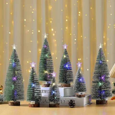 Mini Weihnachtsbaum Beflockter Schnee Zeder Kiefer Mit Holzsockel LED Lichter Schreibtisch Deko Für Feiertage Haus Büro Tisch Deko Nordischer Stil Winter Geschenk