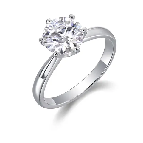 925 Sterlingsilber Sechs-Krallen Moissanit Ring Für Damen Luxus Rundschliff Solitär Verlobung Hochzeit Schmuck Mit GRA Zertifikat