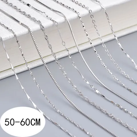 Catena per Collana in Rame Placcato Argento Solo Catena Senza Ciondolo Catena Minimalista a Scatola Ingot O-link Star per Uomo Donna