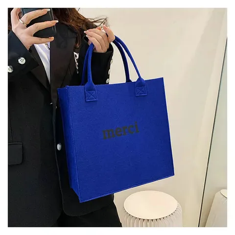 Fourre-tout en Feutre Minimaliste Grande Capacité Artistique Imprimé Sac à Main Souple Portable Sac de Shopping pour Femme Voyage