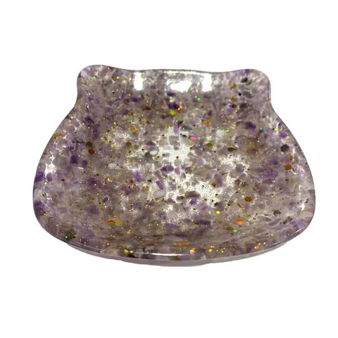 Natural Amethyst Amazonite Crystal Storage Tray Leaf Cat Shape Decorative Jewelry Cleansing Plate Dish Handmade Ornament
