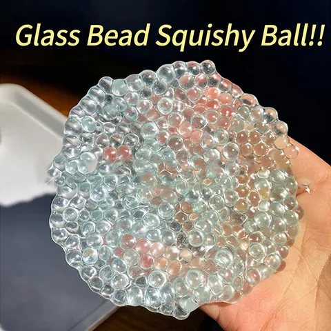 Transparent Glass Beads Squeeze Ball Stress Relief Toy For Kids Adults Handmade Soft TPR Pressure Ball Fidget Toy Gift