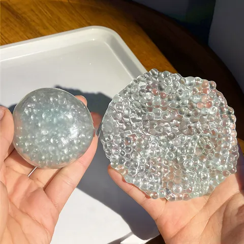 Transparent Glass Beads Squeeze Ball Stress Relief Toy For Kids Adults Handmade Soft TPR Pressure Ball Fidget Toy Gift