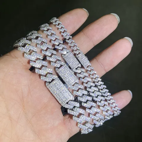 925 Sterling Silver Moissanite Cuban Link Bracelet Hip Hop Iced Out 18k Gold Plated Cuban Chain Bracelet For Men Women Luxury Hand Jewelry