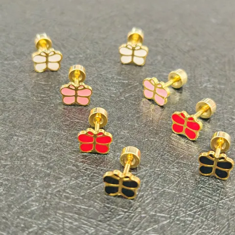 Orecchini a Bottone a Farfalla in Acciaio Inossidabile 304 Con Chiusura a Vite Anti Smarrimento Gioielli a Farfalla in Epossidico per Bambini Donna Stile Chic
