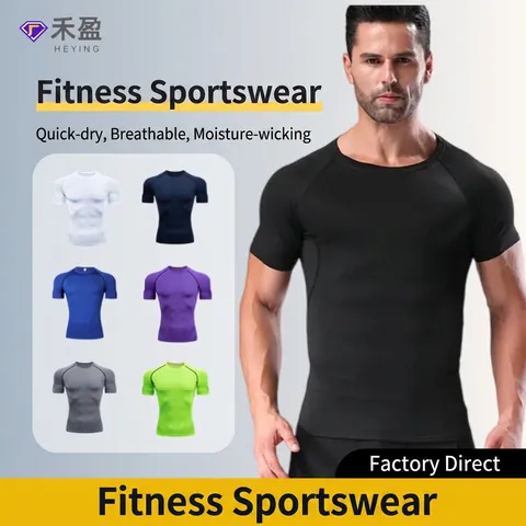 T-shirt de Compression Sport pour Hommes Séchage Rapide Respirant Haute Élasticité Manches Courtes Fitness Course