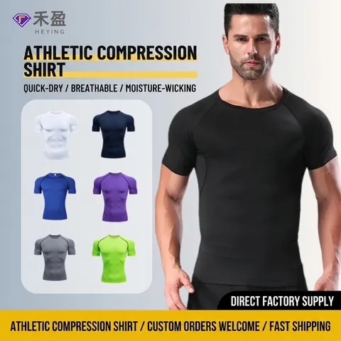 Men's Compression Athletic T-Shirt Quick Dry Breathable High Elastic Short Sleeve Running Fitness Training Undershirt