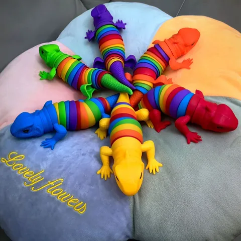 Articulated Simulation Lizard Decompression Toy Plastic Rainbow Fidget Caterpillar Toy For Kids Adults Stress Relief Toy