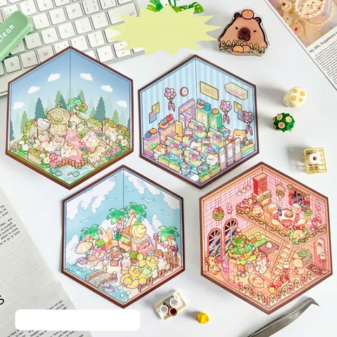 Creative 2.5D Miniature Scene Stickers Set 3D Layered DIY Scrapbooking Stickers No Cutting Required Handmade Decoration