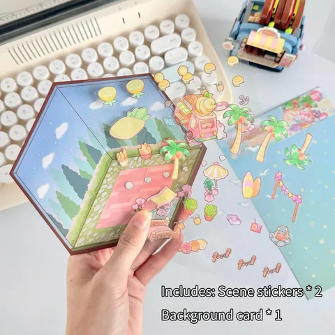 Creative 2.5D Miniature Scene Stickers Set 3D Layered DIY Scrapbooking Stickers No Cutting Required Handmade Decoration