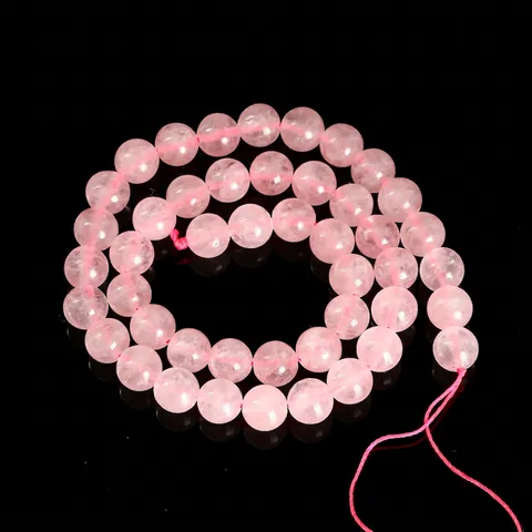 Perle Sfuse Tonde in Quarzo Rosa Naturale del Madagascar Pietra Rosa Lucidata per Creazione Gioielli Fai-da-te Bracciale Collana
