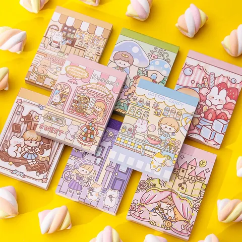Cute Cartoon Mini Notepad Pocket Memo Pad For Students INS Style Decorative Stationery Hand Account Diary Note Book