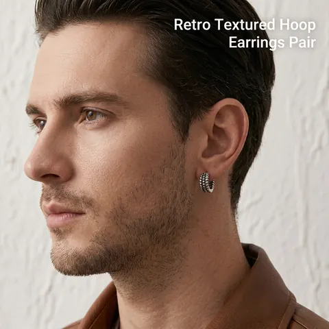 Vintage Copper Braided Hoop Earrings For Men Women Unisex Industrial Punk Style Distressed Electroplated Jewelry Ear Buckles