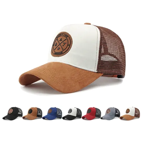 Mesh Trucker Hat Breathable Faux Suede Baseball Cap Adjustable Sun Protection Retro Outdoor For Men Women