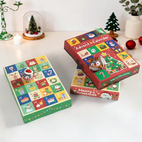 Weihnachts Adventskalender Box Karton Gitter Countdown DIY Überraschung Feiertag Party Geschenkverpackung Cartoon Stil