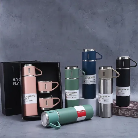 304 Stainless Steel Vacuum Flask Insulated Water Bottle With Portable Handle And Multiple Lids Business Office Travel Drinkware