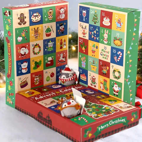 Boîte Cadeau Vide Calendrier De L'Avent De Noël Boîte Aveugle Carton Blanc Compte À Rebours Surprises Motif Dessin Animé