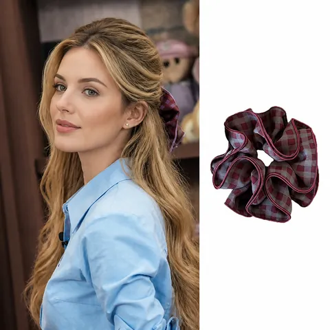 Simple Fabric Bowknot Scrunchies Fashion Large Bow Hair Ties Elegant Denim Plaid Hair Clips Women Hair Accessories