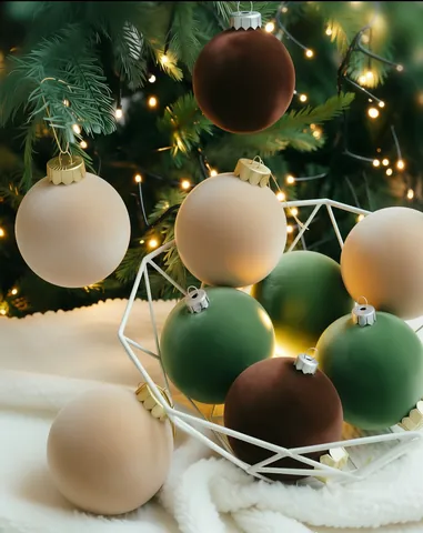 Palline Di Natale Floccate Velluto Decorazioni Albero Infrangibili Ornamenti Appesi Arredamento Festa Lusso Eleganti