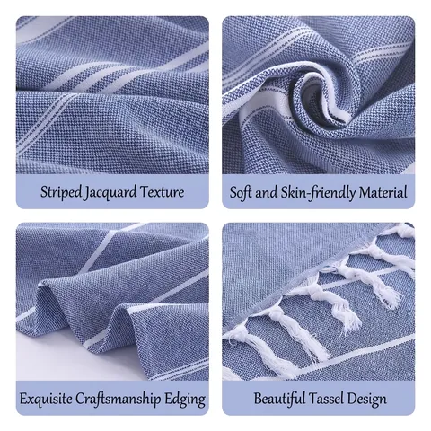 Turkish Style Cotton Beach Towel Absorbent Thin Bath Towel With Tassels Striped Pattern For Swimming Yoga Travel Wrap Blanket