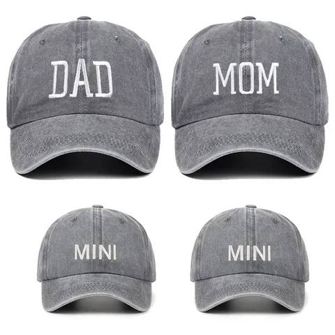Washed Cotton Baseball Cap DAD MOM Embroidery Adjustable Retro Soft Top Dad Hat Casual Sunshade