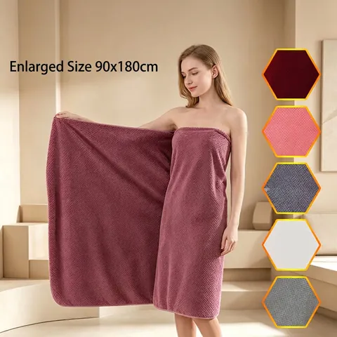 Serviette De Bain Surdimensionnée En Polaire Corail Texture Gaufre Épaissie Absorbante Douce Enveloppement Pour Adultes Maison
