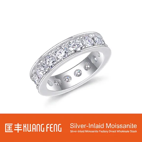 925 Sterlingsilber Moissanit Ewigkeit Ring Für Damen Pave Fassung Labordiamant Verlobung Hochzeit Band Feiner Schmuck