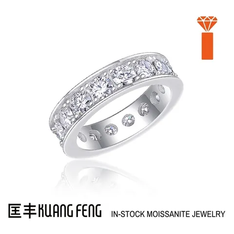 925 Sterlingsilber Moissanit Ewigkeit Ring Für Damen Pave Fassung Labordiamant Verlobung Hochzeit Band Feiner Schmuck
