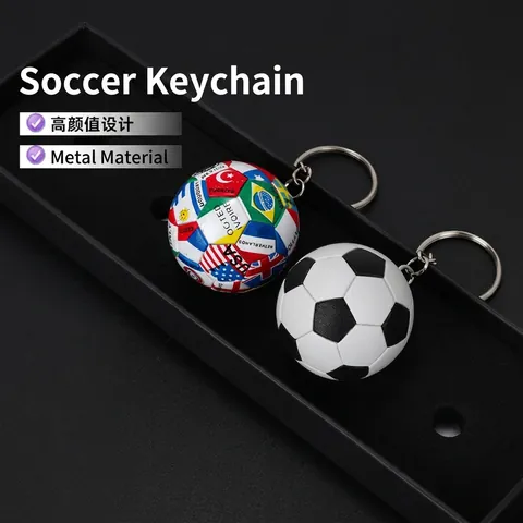 Mini Pallone Da Calcio Portachiavi ABS Plastica Motivo Bandiera Del Mondo Ciondolo Calcio Souvenir Regalo