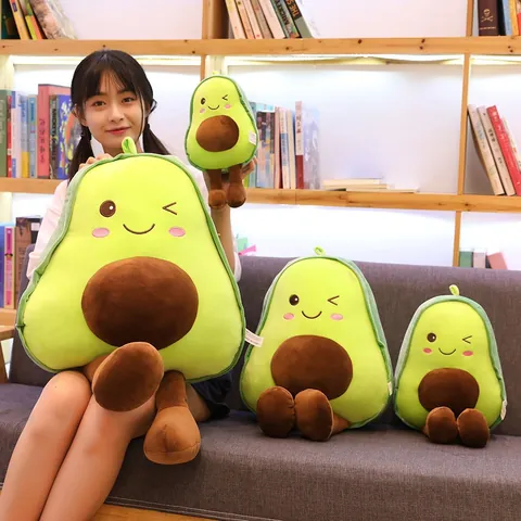 Cute Cartoon Avocado Plush Toy Soft Stuffed Fruit Doll Pillow For Kids Girls Birthday Gift Comfortable Home Decor