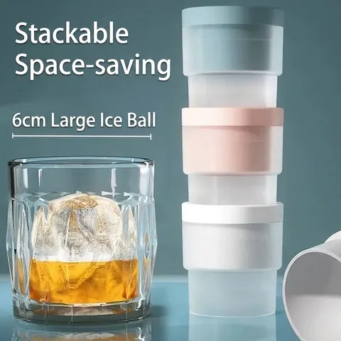 Food Grade Silicone Spherical Ice Ball Mold Whiskey Large Round Ice Cube Maker Easy Release Stackable Kitchen Bar Tool