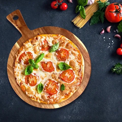 Natural Acacia Wood Cutting Board With Handle Multipurpose Serving Tray For Pizza Cheese Steak Bread Functional Kitchen Tool