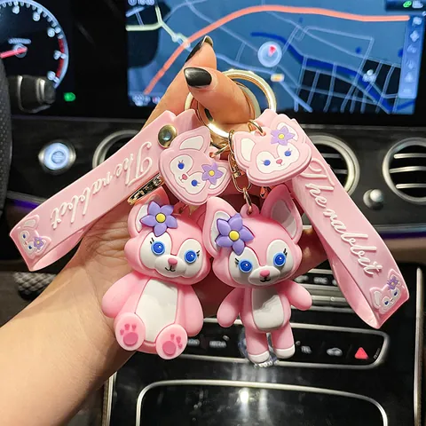 Cute Cartoon Character Keychain Soft Silicone Fox Rabbit Dog Figure Keyring Bag Charm Pendant Decorative Accessory For Women Girls Gift