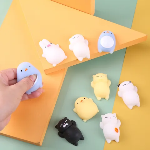 Cute Animal Mochi Squishy Stress Relief Toys Mini Kawaii Cartoon Soft Rubber Squeeze Toy For Kids Adults Party Favors