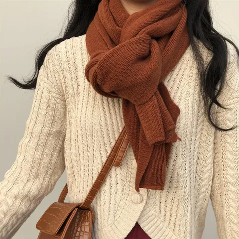Bufanda De Invierno Unisex Imitación Cachemira Color Sólido Cálida Suave Tejido De Urdimbre Envolturas Para Hombres Mujeres Accesorios