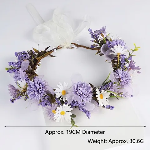 Forest Style Bridal Flower Wreath Handmade Artificial Floral Headband Ethereal Photography Props Wedding Hair Accessories Women