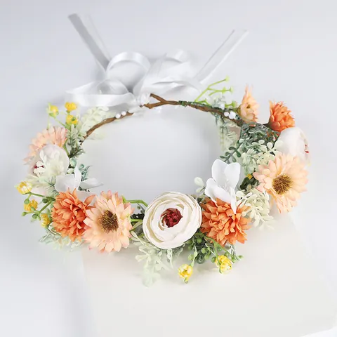 Forest Style Bridal Flower Wreath Handmade Artificial Floral Headband Ethereal Photography Props Wedding Hair Accessories Women