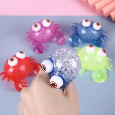 Creatieve Grote Ogen Krab Knijpspeelgoed TPR Zachte Squishy Bal Stressverlichting Speelgoed Met Waterparels Unisex Cadeau